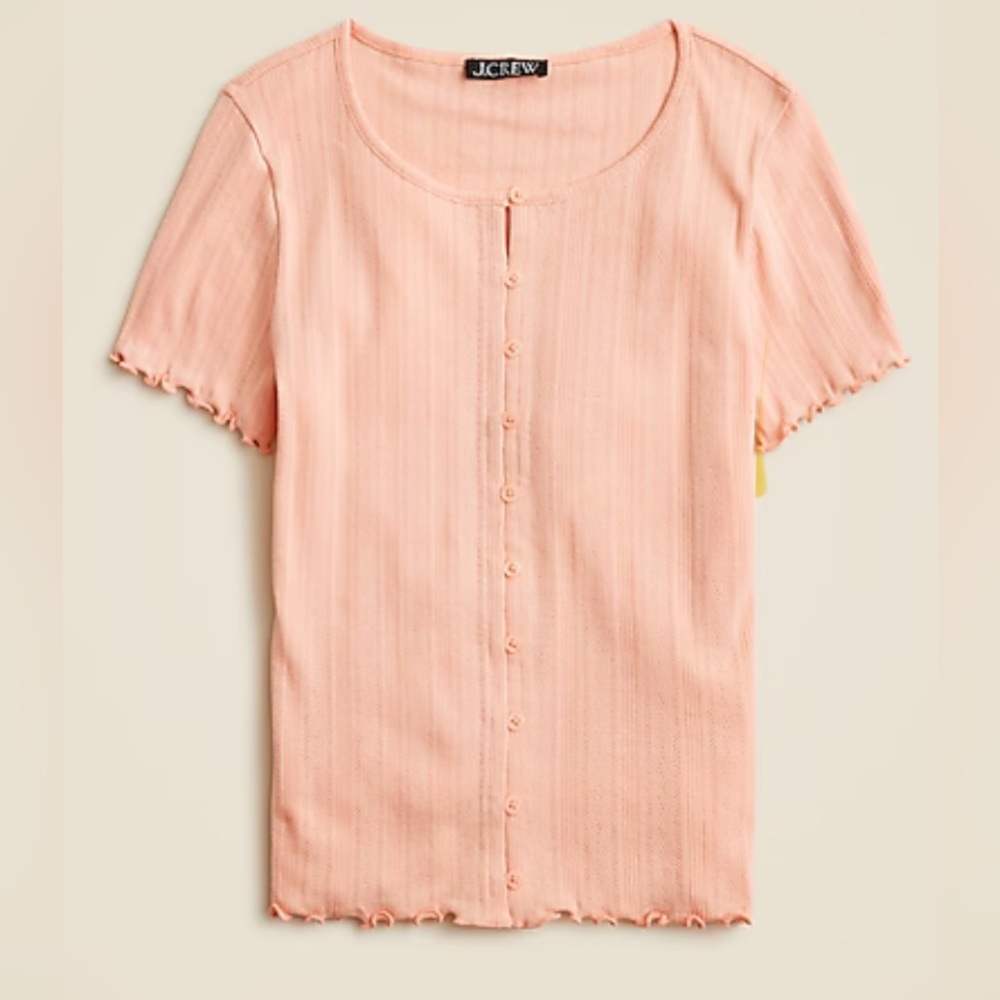 J. Crew Peach Pointelle short sleeve knit cardigan